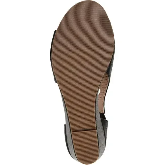 Journee Collection Womens Aretha Black Faux Leather Wedge Sandals Shoes NWOB - Picture 3 of 4